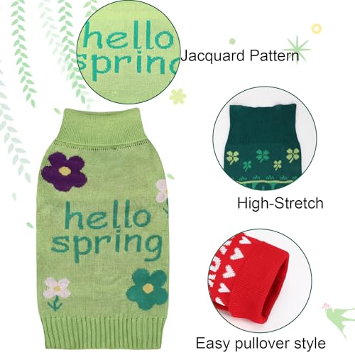 4 Pack Easter Dog Sweater Dog Spring Outfit Small Cat Knit Sweaters, Seasonal Pet Clothes for Easter, Spring(Medium) - Image 5