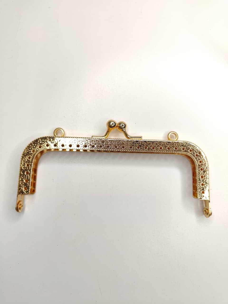 Pearl Palace Square Metal Purse Frame with Kiss Clasp Bag Handle | DIY Handbag Frame Replacement for Clutch Bags, Wallets & Craft Making (Gloden, 12.5)