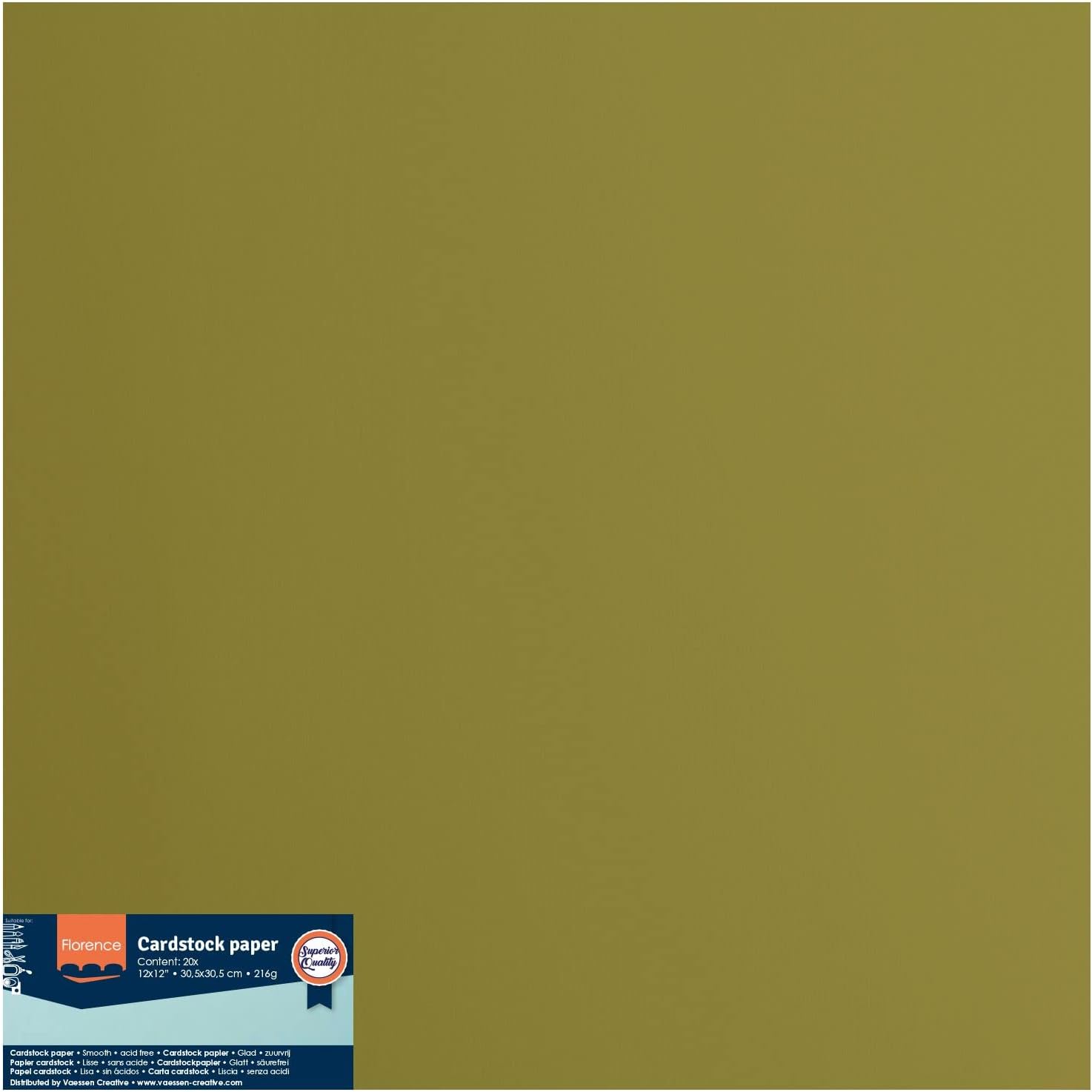 Vaessen Creative Florence Smooth Cardstock, Acacia Green, 216 grams, 12x12 inches, 20 Sheets, for Scrapbooking, Card Making, Die Cutting and other Paper Crafts, 30.5 x 30.5 cm