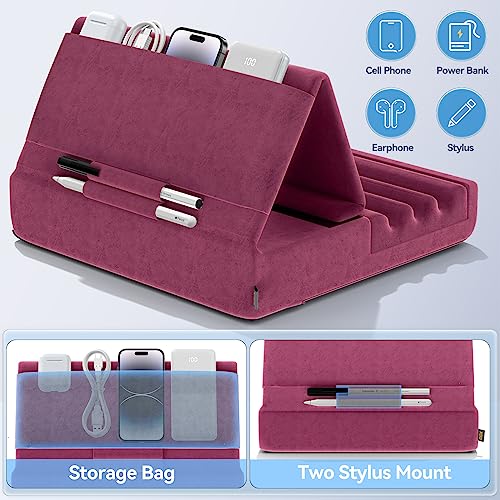 KDD Tablet Pillow Holder, Foldable iPad Stand for Lap, Bed and Desk -Tablet Soft Pad Dock with Pocket & Stylus Mount Compatible with iPad Pro 12.9, 10.5, 9.7 Air Mini 6 5 4 3, Galaxy Tab, E-Reader - Image 6