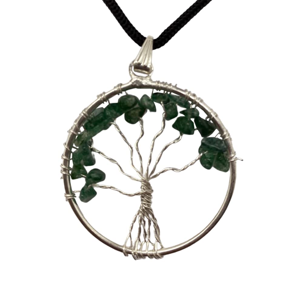 VIE Naturals Tree of Life Pendant, Green Aventurine, 30mm, One