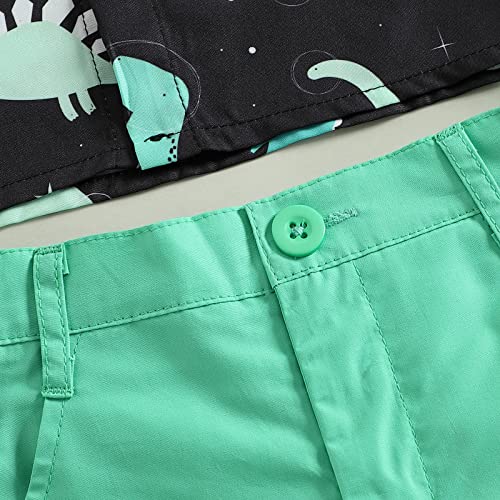 Image of Toddler Boy Summer Outfits Button Down Short Sleeve Floral Shirts & Casual Shorts 1-6 Years Boys Clothes Set