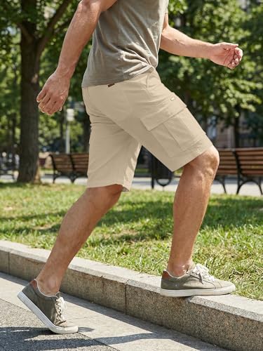 Image of JMIERR Mens Casual Cotton Twill Cargo Shorts Drawstring Classic Chino Stretch Short with 6 Pockets