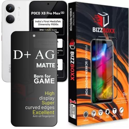 Image of Ultrasonic Fingerprint Working D+ AG Matte Tempered Glass For POCO X8 Pro Max Screen Protector Guard Gaming Special Temper With Camera Cut (X8 Pro Max - 6.83 Inch) FHD - Pack of 1
