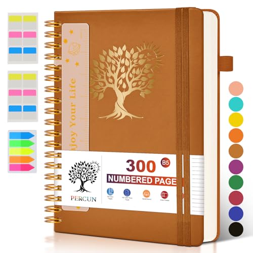 Carnet à spirales B5 avec 300 pages lignées et numérotées sous couverture rigide