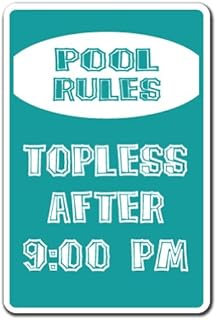 Pool Rules Parking Sign Swim Swimming Bathing Backyard | Indoor/Outdoor | 12" Tall