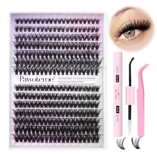 Image of Pawotence Lash Extension Kit Individual Lash Clusters Kit 40D 50D Eyelash Extension Kit 8-16mm Eyelash Clusters with Lash Bond and Seal, Lash Tweezers for Beginners (40D&50D, 0.07D, 8-16mm, Kit)