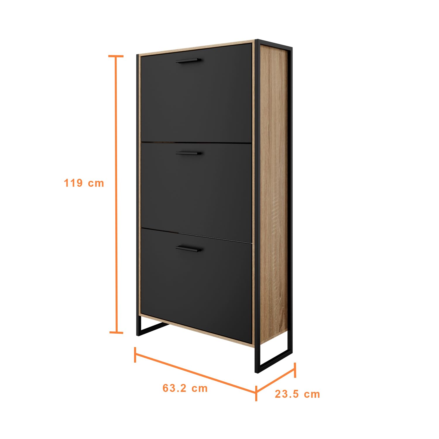 CASABEL Schoenenkast Voor 24 Paar Grote Capaciteit De Entree L 60 X D H 150 Cm Zwarte Deuren Frame Van Licht Hout 2707077154