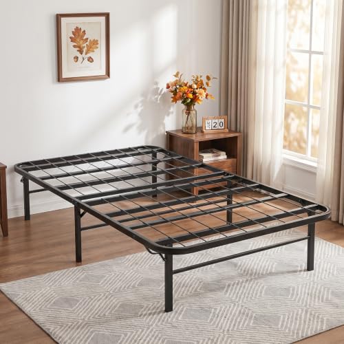 BestMassage | Twin Bed Frame | Metal | Heavy Duty Steel Slats with 6 Legs | Foldable | Sturdy No Box Spring Needed | Easy to Assemble with Under-Bed Storage | Furniture for Home Dorms