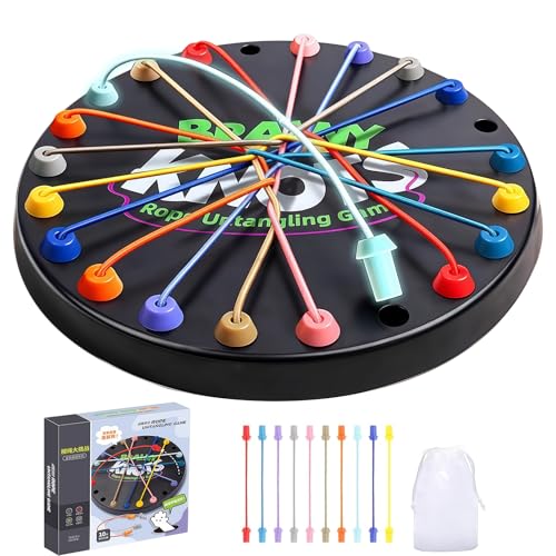 Brainy Knots Logik Spiel, Interaktiver Rope Challenge für Kinder ab 3 Jahren, Strategie Brettspiel 2 bis 4 Spieler, Buntes Twisted Seil Puzzlespiel, Tragbares Familien Knobelspiel
