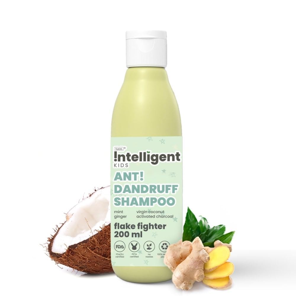 Tu..Co Kids Anti-Dandruff Shampoo With Wintergreen, Mint & Activated Charcoal | For Itchy Scalp & Rough Hair |Ph5.5, Vegan & Tear Free | Ages 2-5, 4-