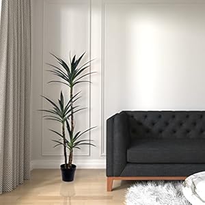 Vickerman everyday green yucca triple stem tree 60 tall silk artificial indoor plant multi purpose tropical decoration for home office living room decor  urban country home decor