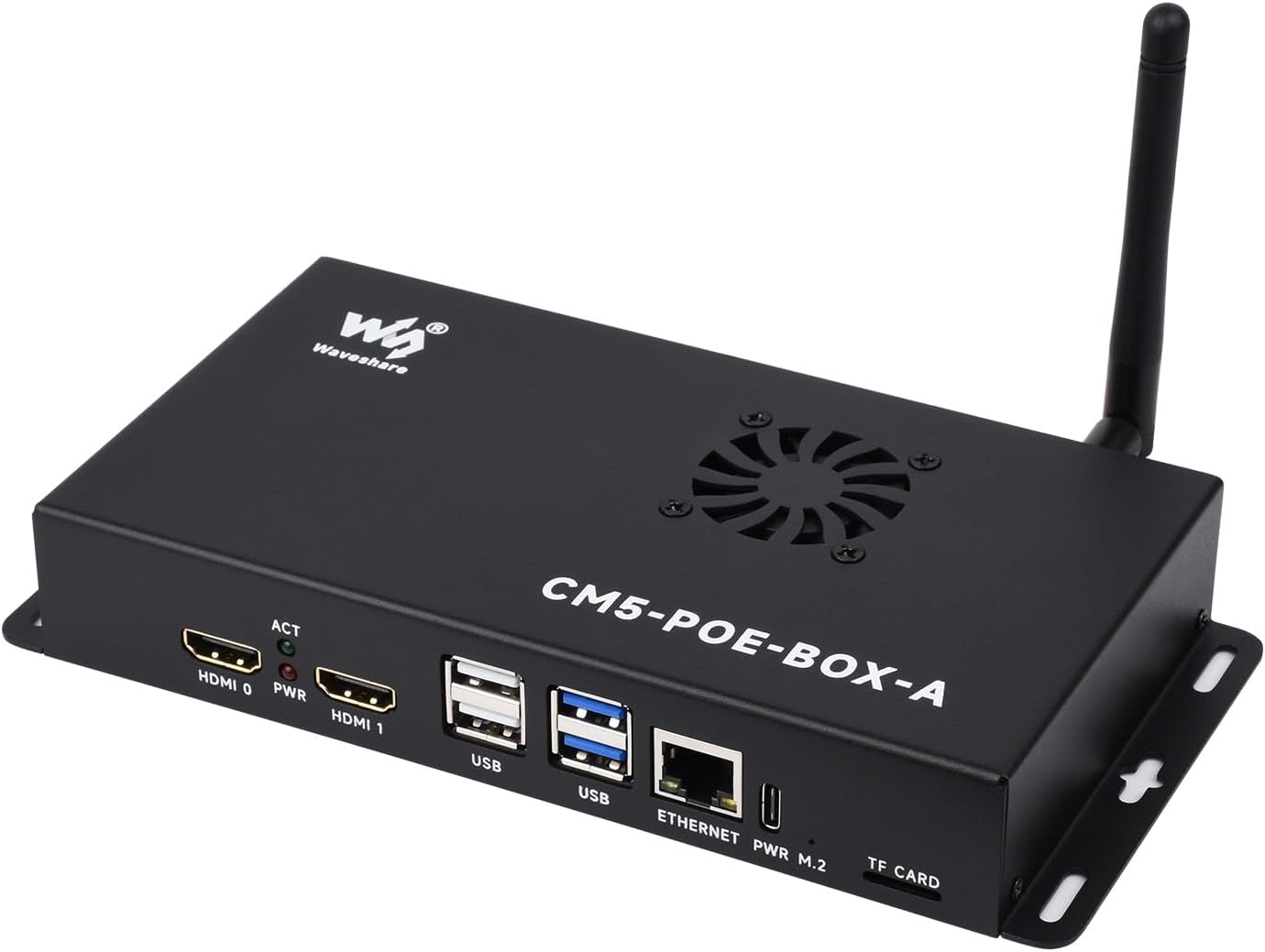 Waveshare Compute Module 5 IO Board+Case, Compatible with All Variants of Raspberry Pi CM5, with PoE Feature, Bundle with Board+ Case+Power Supply