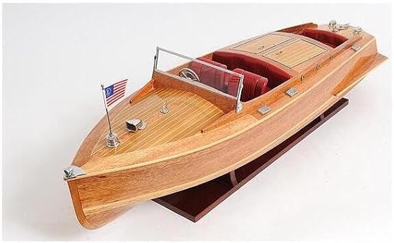 HomeStock Wooden Model Boat - Chris Craft Runabout Display Decor - Southwestern Style, 9.25 x 32.5 Inch