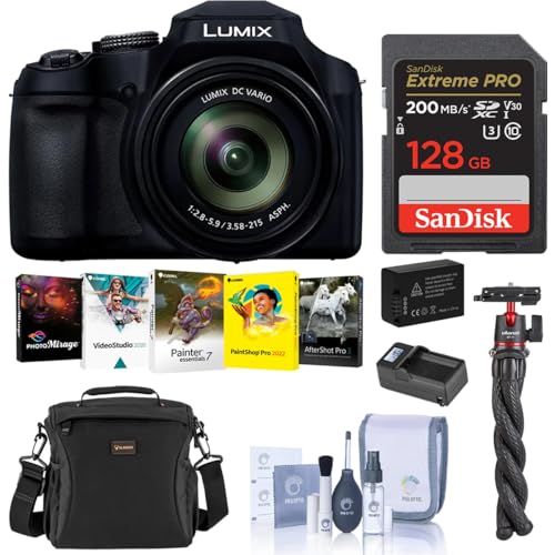 Image of Panasonic LUMIX FZ80D 18.1MP Point Shoot Digital Camera, Bundle with 128GB Memory Card, Battery, Tripod, Microphone and W49 Light