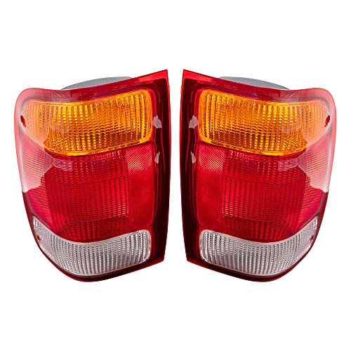 Brock Replacement Driver and Passenger Taillights Tail Lamps Compatible with 1998-1999 Ranger Pickup Truck F87Z13405BA F87Z13404BA