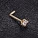 MILACOLATO 14K Real Gold Nose Rings Studs 20G 14K Solid Gold L Shaped Nose Rings 3mm Clear Simulated Diamond CZ Nose Studs Hypoallergenic Nose Piercing Jewelry for Women Men