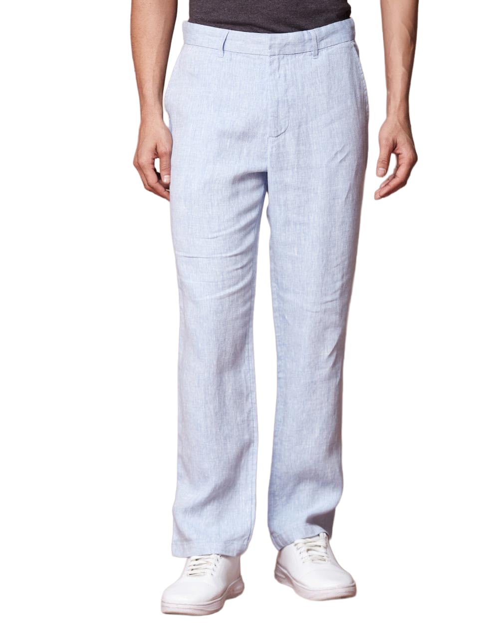 fabindia Light Blue Linen Regular Pant-picture-12