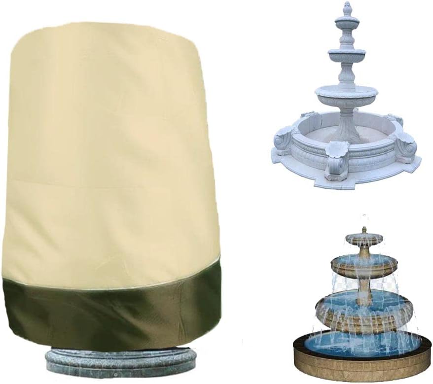 J&C 210D Fountain Cover for Outdoor Waterproof Fountains Covers for Winter Protection Fountain Dust-Proof Protector for Garden Statue Large 48 x 68 Inch