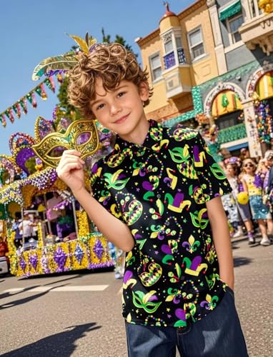 COSLAND Boys' Cotton Shirt Button Down Top, Kids Novelty T-Shirt, 2T-Large3