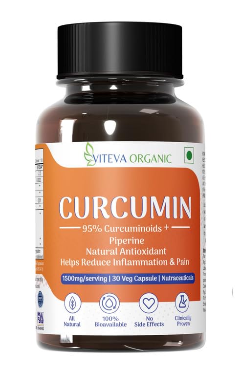 Curcumin Capsules - 1500mg Curcumin95% with Piperine 30 Veg Capsules - Turmeric Extract Supplement for Pain Relief & Inflammation Reduction - Premium Curcumin Anti-Inflammatory Formula