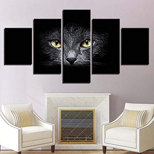 Tableau mural chat noir impression haute définition toile moderne - 2