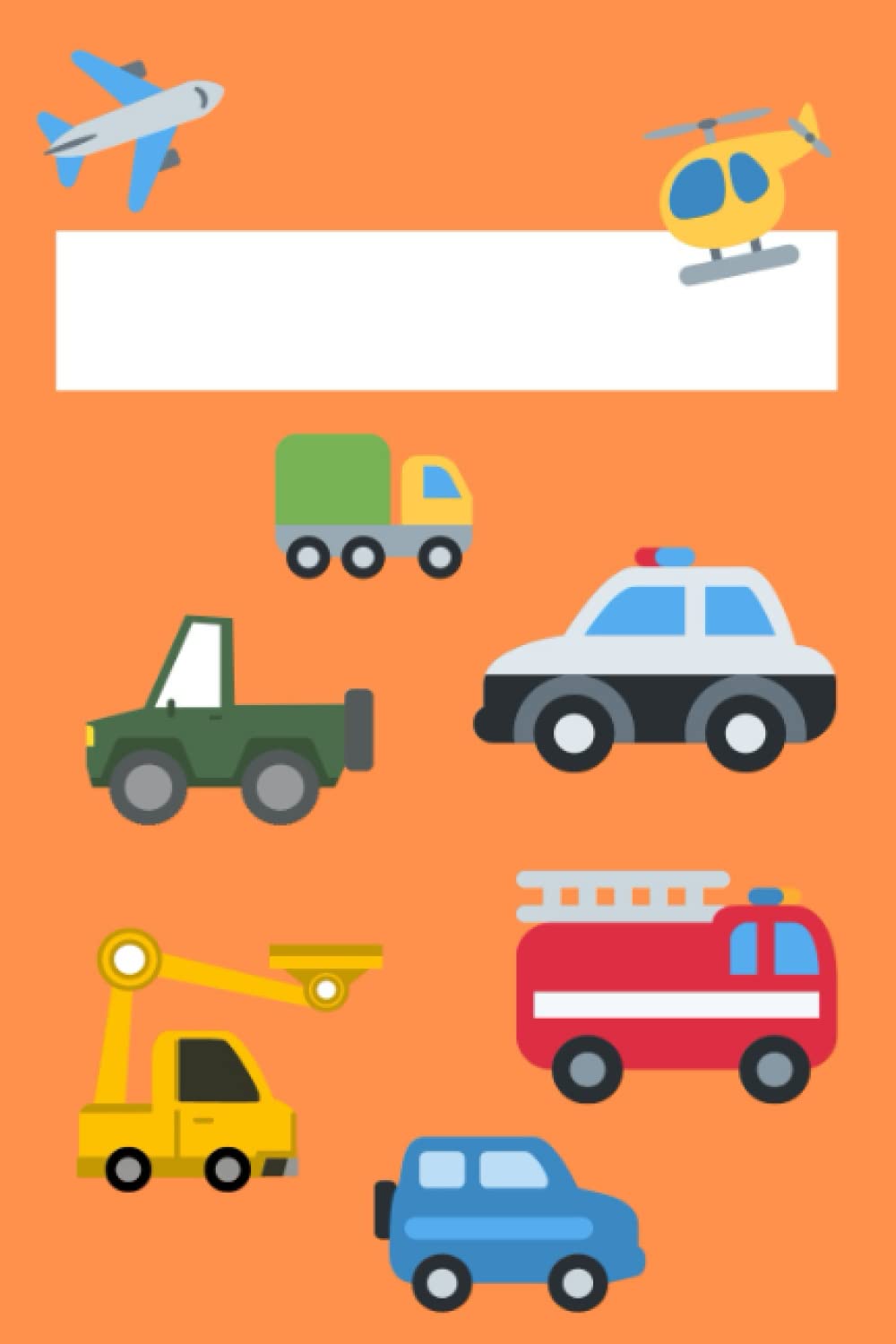 Kids Cars Notebook: Half Lined with School Bus | Grades K-2 School Exercise Book | 120 Pages - Orange