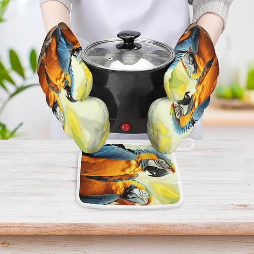Maniques perroquet anti-brûlure en coton isolant pour four et cuisson - 6