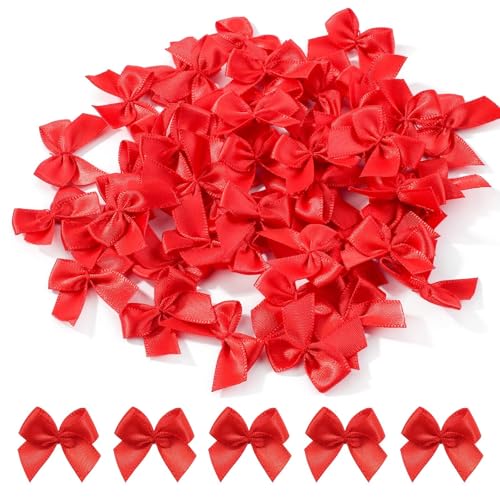 yoyokid 20pcs 4.5" Nylon Hairbands Ribbon Hair Bow + 50 PCS 1" Red Mini Satin Ribbon Bows3