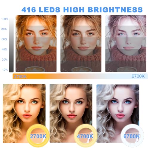 Image of Ring Light 18 inch with Stand, 55w 6700K LED Light,63 inch Tripod,Multi-Angle Adjustable Phone Stand, for iPhone and Android Phones, CRI95, Suitable for YouTube, TikTok, Selfies (White, 18 inch)