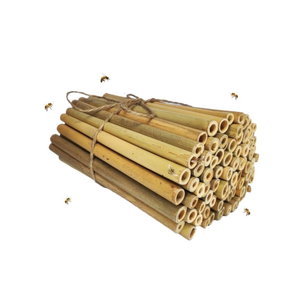 INature Solitary Bee Bamboo Tubes - 4" Length, Pack of 100, Perfect for Mason Bee Houses and Garden Pollination Kits