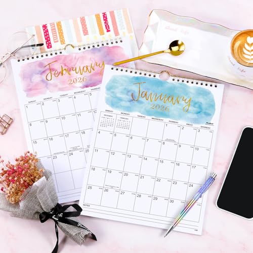 2026 wall calendar - hanging wall calendar 2026 from january 2026 - december 2026 11434 x 14634 twin-wire binding large blocks with julian dates perfect for planning