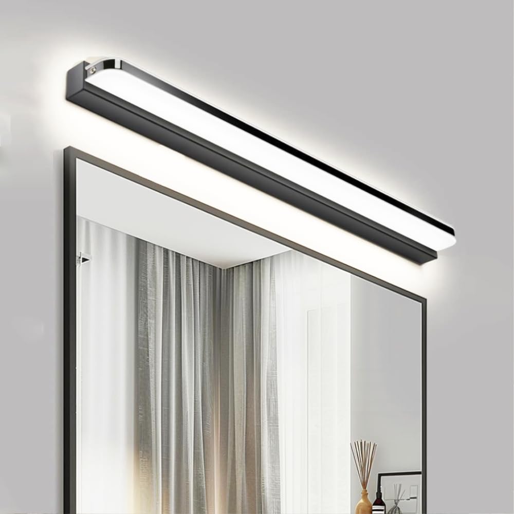 XINYASEE LED Mirror, Bathroom Wall Light Cool White 6000k 9-14W Shaving Wall Light Bathroom Living Room No Switch (hardwire Connection Required)(Black, 40CM)