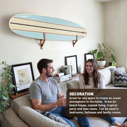 Surfboard Longboard Wall Decoration Décor - Hangs Vertical or Horizontal – Glossy Surface Like a Real Surfboard – Beach House, Coastal Living, Tropical Beach Theme – 66 inches Long Blue - Image 4