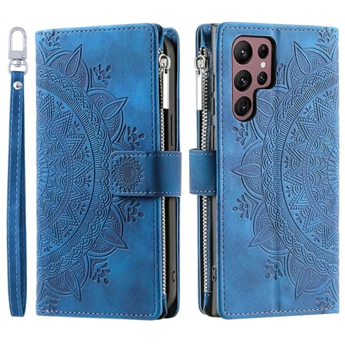 Étui pour Samsung Galaxy A55 bleu protecteur et portefeuille pour éviter les rayures