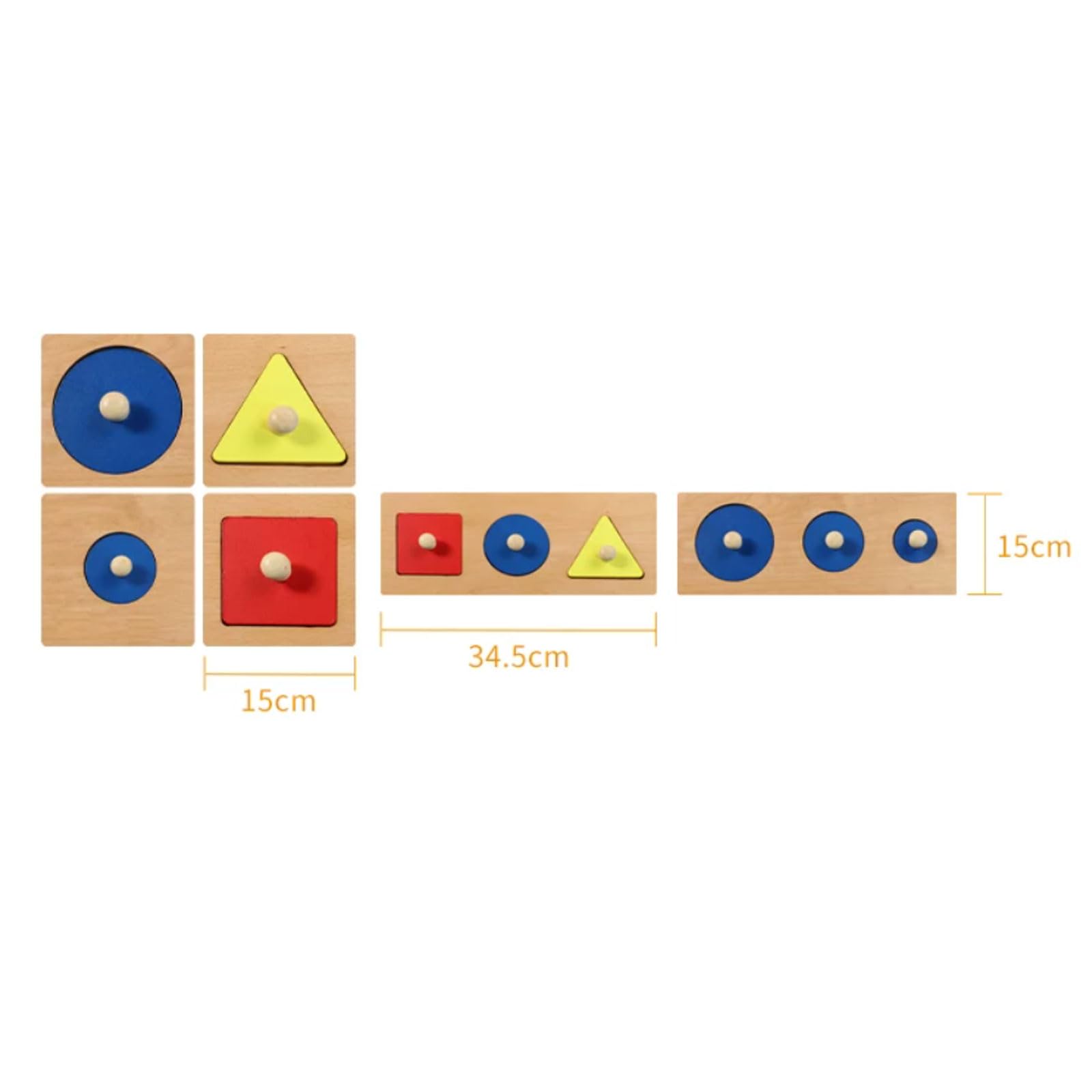 Montessori Drewniane Puzzle z Gałkami | Drewniana Sensoryczna Tablica Geometryczna | Zabawka Motoryki Małej dla Malucha,Multiple circles