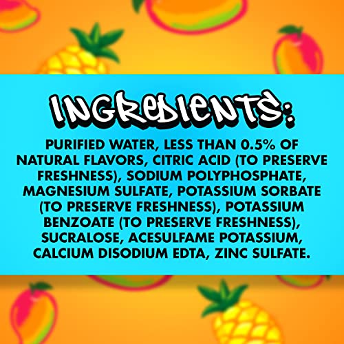 Splash Blast, Pineapple Mango Flavored Water, Zero Sugar, With Electrolytes, 16.9 Fl Oz, 24 Pack #TOP4