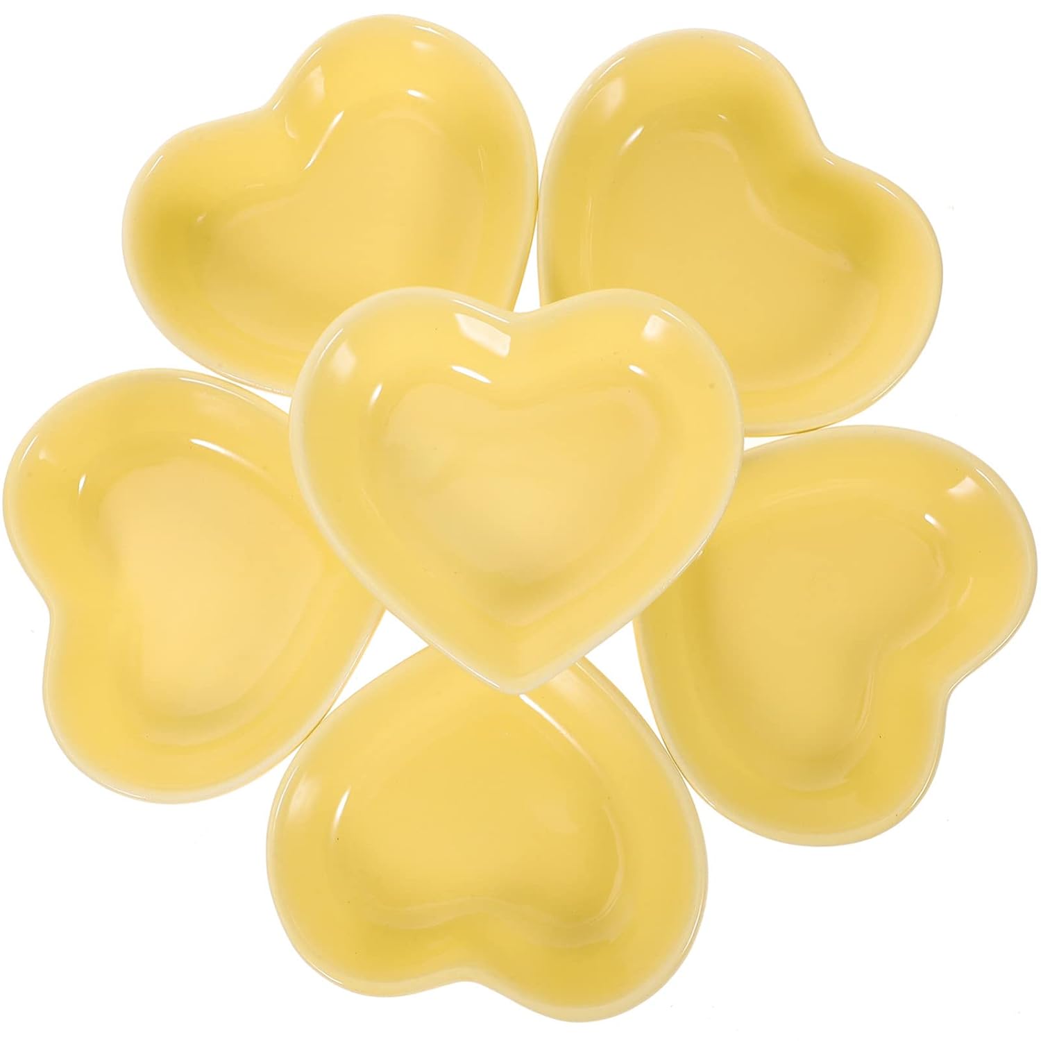 BESTYASH 6pcs Heart Shaped Ceramic Seasoning Plates Microwave Safe Dipping Dishes for Nuts Candies Wedding