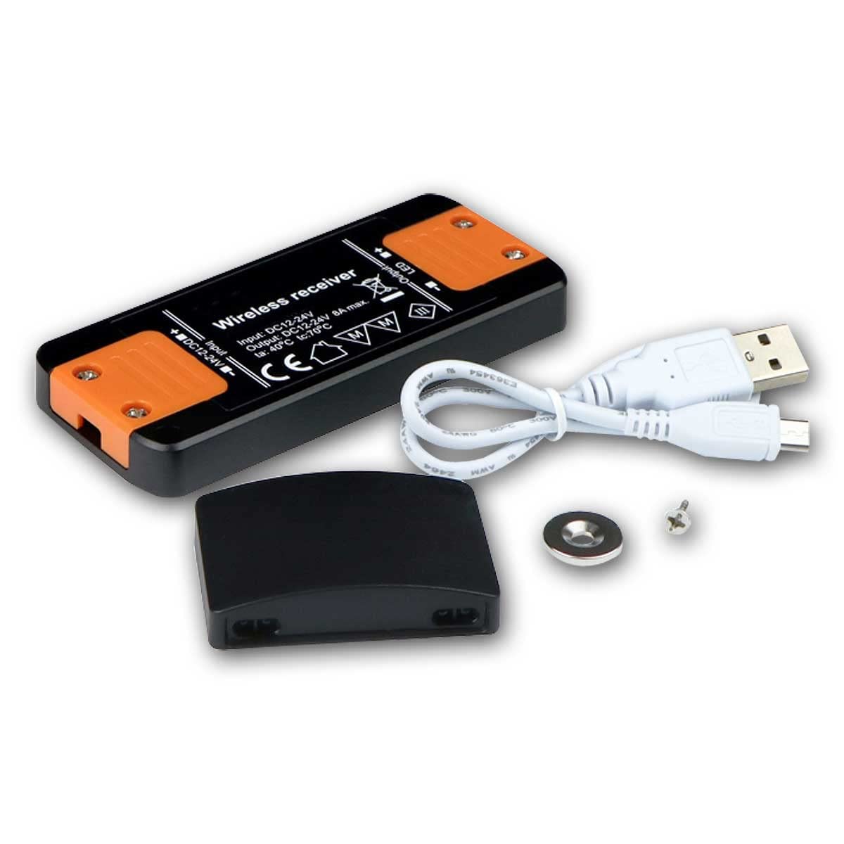 Interruptor inalámbrico de 12 V/24 V CC "TEO" con detector de movimiento óptico, máximo 8 A, alcance del sensor de aproximadamente 10 m, 2 modos de funcionamiento