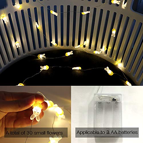 Guirnalda de luces LED conejito 10 pies 30 LEDs blanca cálida miniatura 3