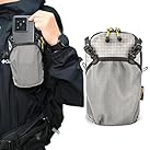 スマホポーチ リュック 取り付け 登山 アウトドア ベルトポーチ リュックにつける 登山用 ザックに付けて 6.5インチまで対応 便利 2台収納 ズレ防止 軽量 防水ファスナー メンズ 旅行 作業 自転車用 通勤用 (グレー)