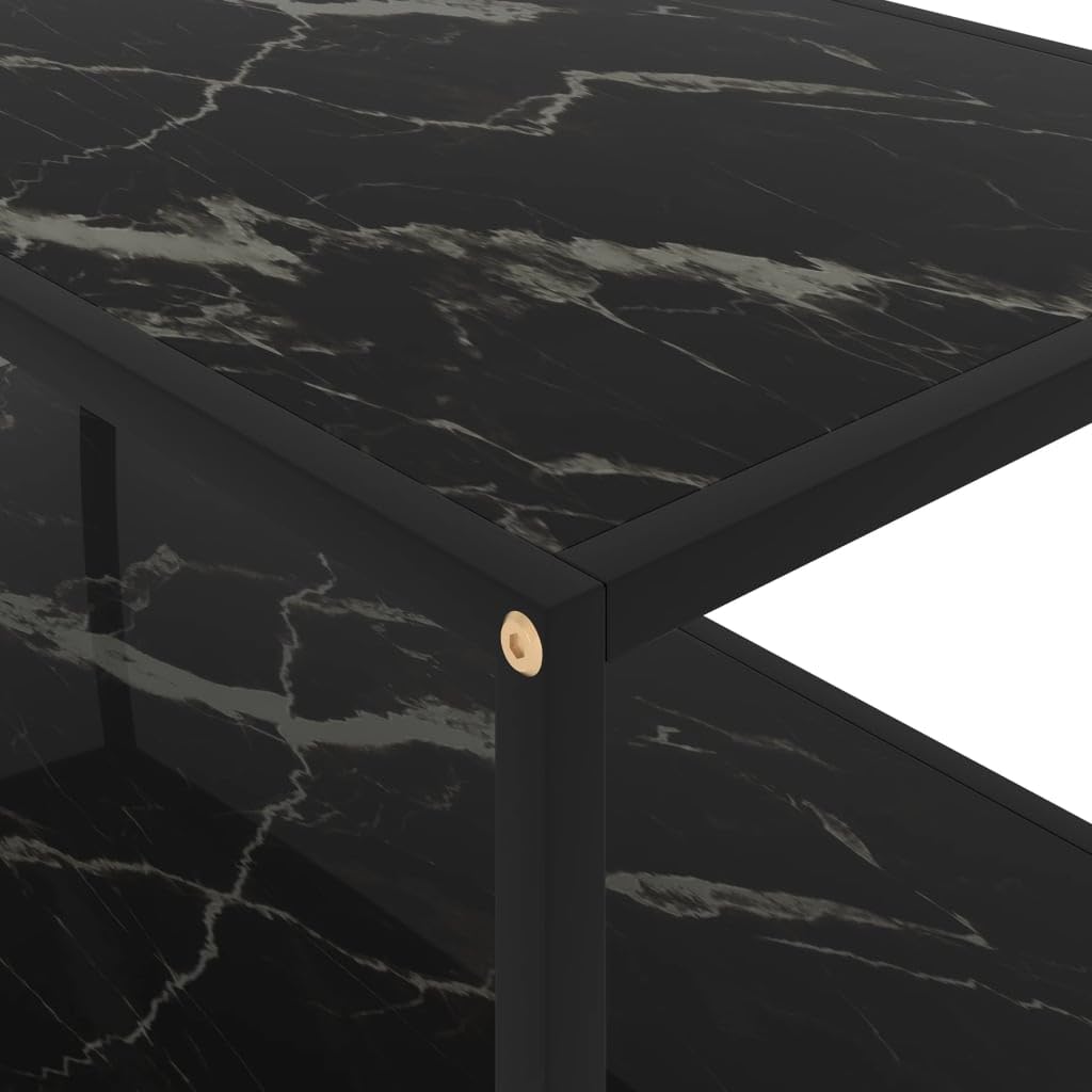 Mesa de centro moderna con diseño de 2 niveles de vidrio templado y acero, mesa de café estable con tablero resistente para salón, ideal para aperitivos, bebidas y