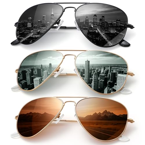 Image of Classic Aviator Sunglasses for Men Womens Polarized UV Protection Driving Sunglasses