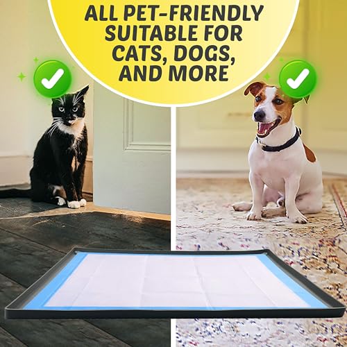 Image of TidyFriend Puppy Pad Holder Tray Fits for 28 inch x 30 inch Pee Pads with Corner Lock Holes, Raised Edges, Non-Spill, Easy to Clean Silicone Puppy Potty Tray Holder, for Indoor Floor Protection (Grey)