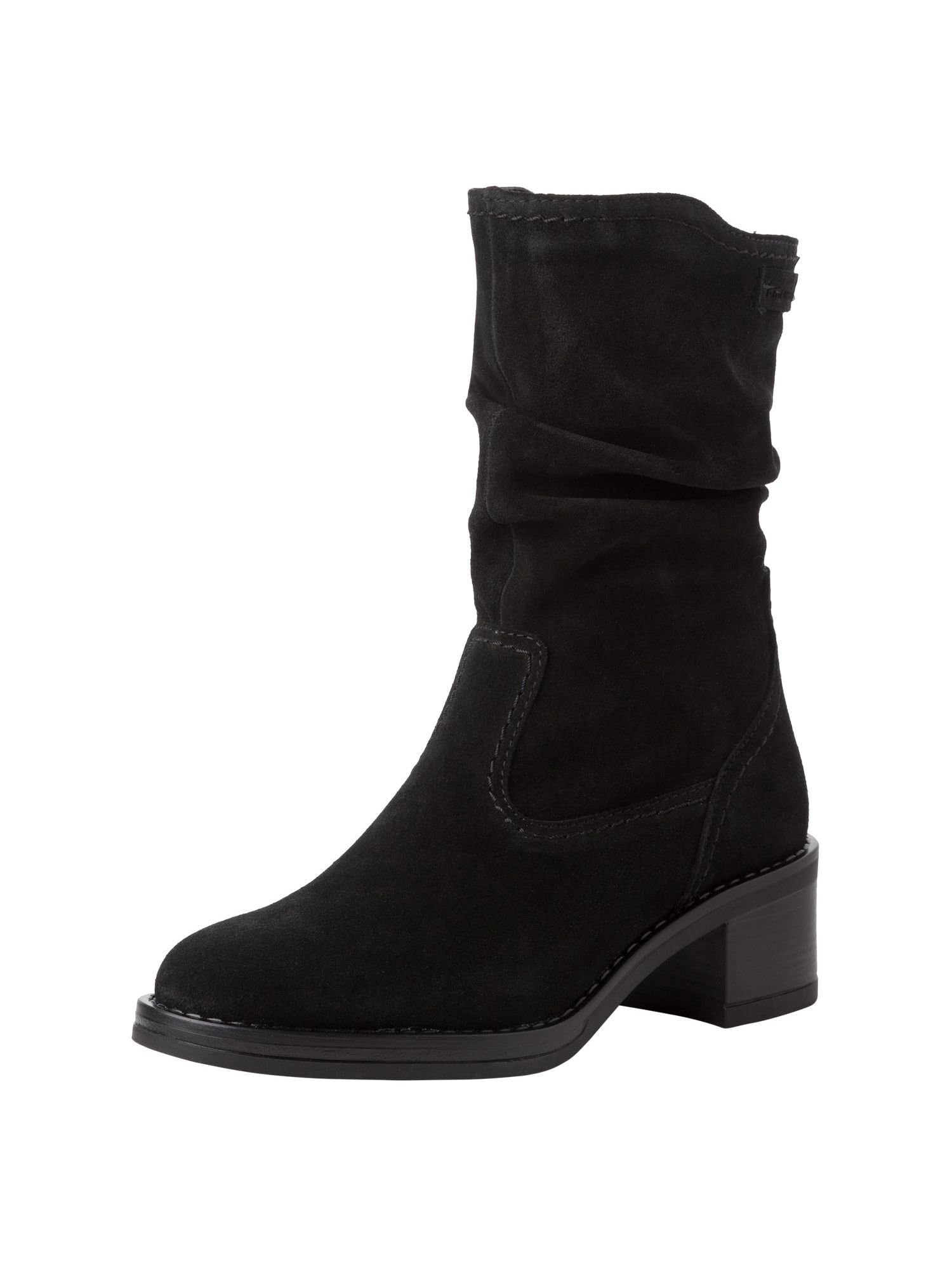 Tamaris Women's Leather Heel Ankle Boots, black, 7.5 UK