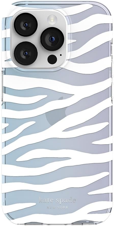Kate Spade New York Protective Hardshell Case Compatible with Apple iPhone 14 Pro - White Zebra [KSIPH-223-ZBWT]