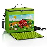 Weiche, leicht gefütterte Tasche im Format 27 x 14 x 22cm (LxBxH) mit 2 separaten Netzbeuteln zur sicheren Aufbewahrung von vielen großen Bausteinen (Bausteine sind nicht im Lieferumfang enthalten)