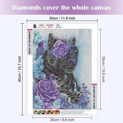 MXJSUA 5D Tiger Diamond Painting Kits for Adults, Animal Diamond Arts Gem Art Kits Adults Full Diamond Painting Kit Full Drill Diamond Picture Art Kit Gem Painting Purple Flowers and Tiger 30x40 CM