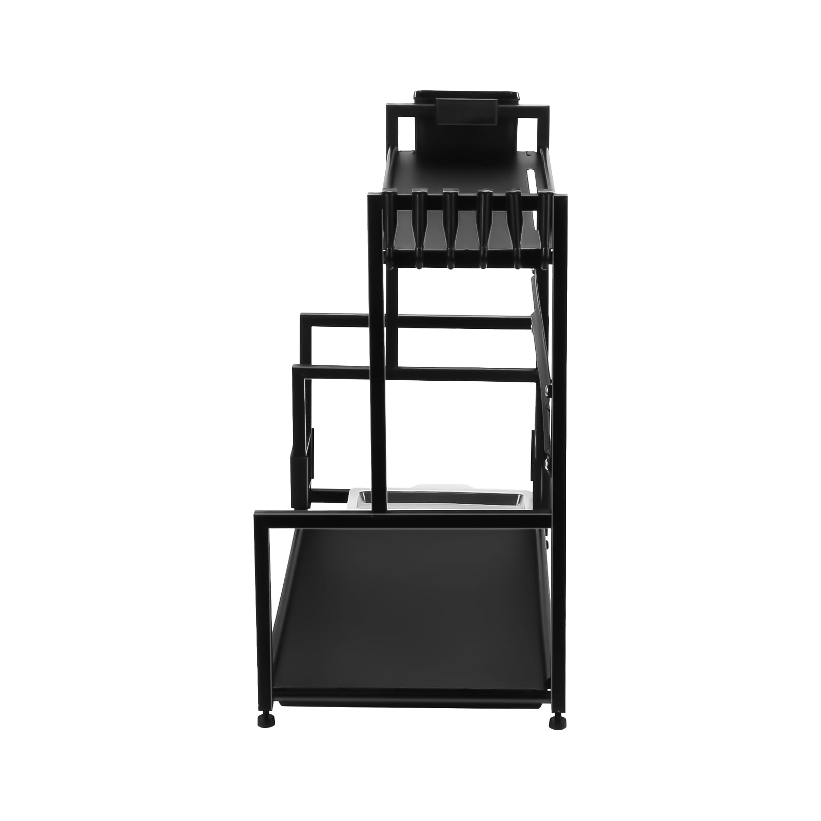 Scaffale da cucina a 2 ripiani in metallo scorrevole, 48 x 21 x 36 cm, doppio strato per risparmiare spazio