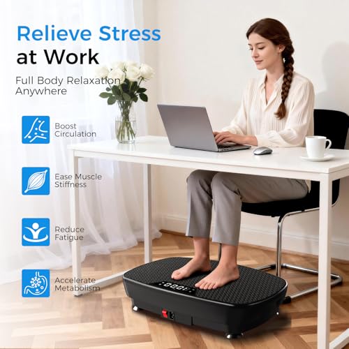 Image of AoraPulse Vibration Plate Exercise Machine, Vibration Plate for Lymphatic Drainage Weight Loss, 400 Lbs Capacity Full Body Workout Vibrate Fitness Platform for Home Women Men